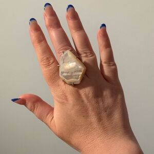 Kendra Scott Megan Mother of Pearl Brushed Silver Ring Sz 9